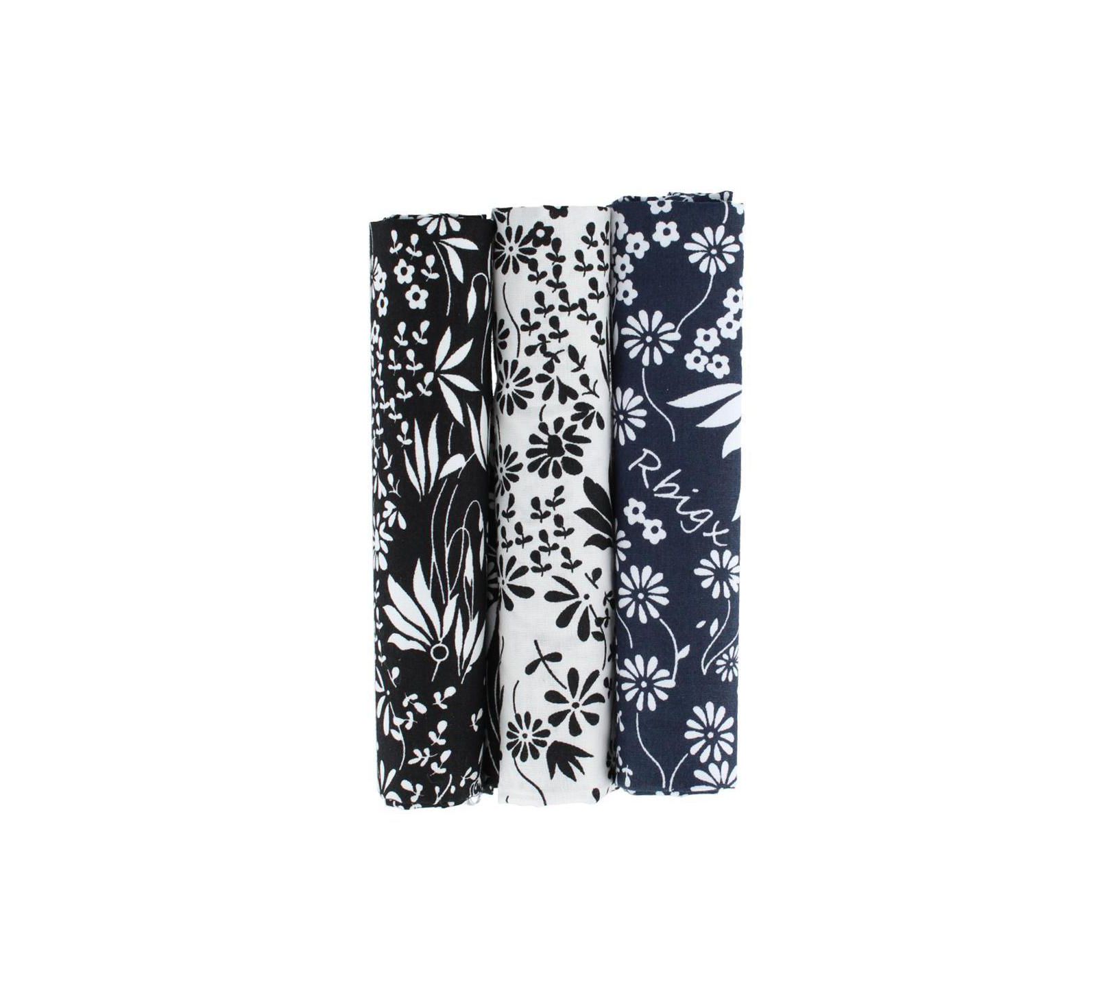 TRAFALGAR Men's Ezra'a Stately Floral 3 Pack Cotton Handkerchiefs