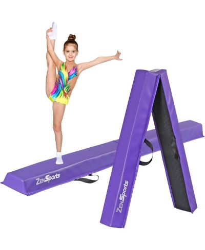 ZENY 6ft Folding Kids' Gymnastics Balance Beam, Anti-Slip Base, Firm Foam