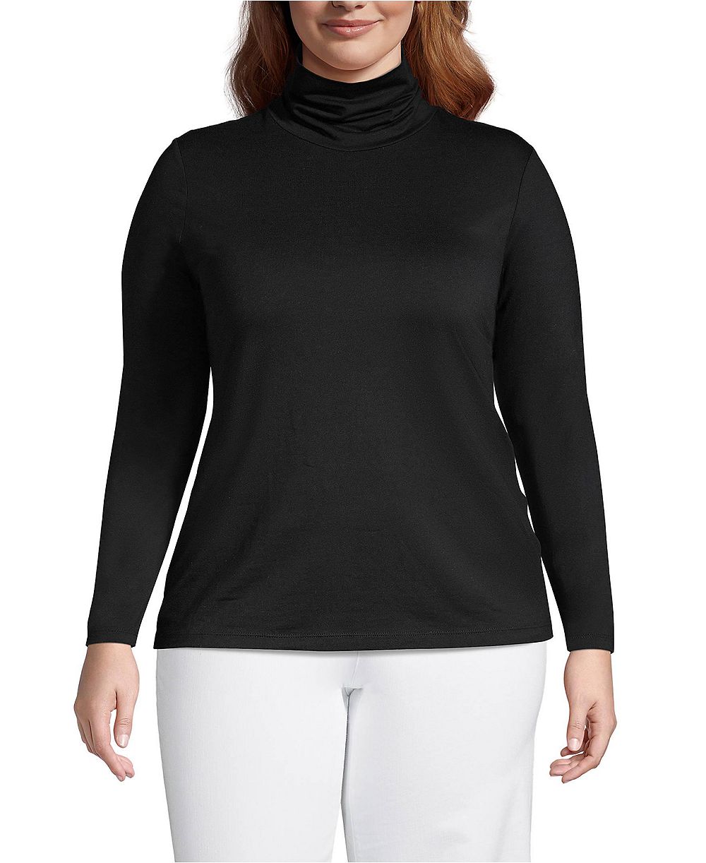 Lands' End Plus Size легкий облегающий лонгслив с высоким горлом