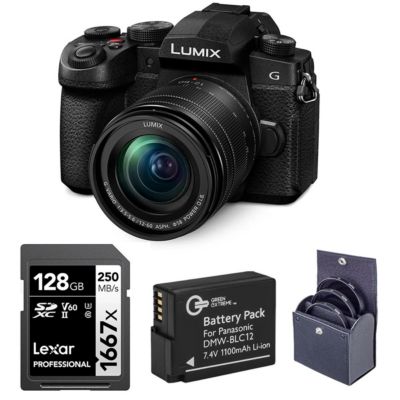 Panasonic LUMIX G97 Mirrorless Camera with 12-60mm Lens, Bundle with Extra Battery and 128GB Memory