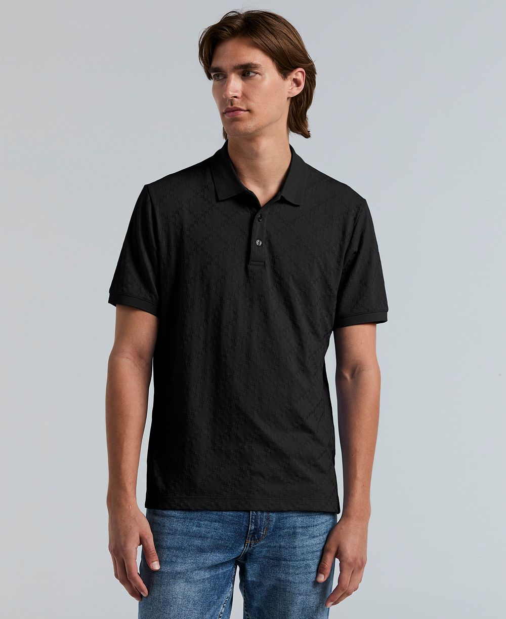 Perry Ellis Мужская рубашка-поло Jacquard Geo Texture