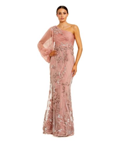 Mac Duggal Women's Chiffon Gown with Embroidered Floral Skirt