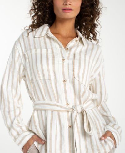 Liverpool Los Angeles Petite Striped Belted Shacket
