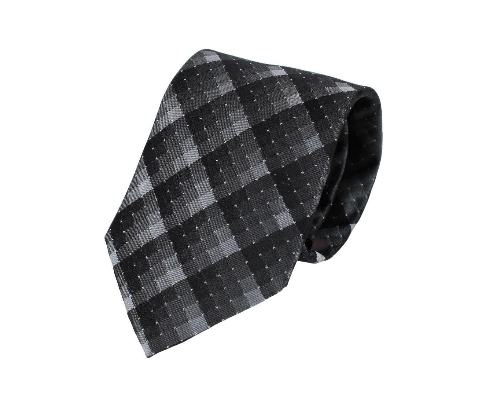 Trafalgar Men's Falcon Grey and Silver Micro Square Business Silk Necktie