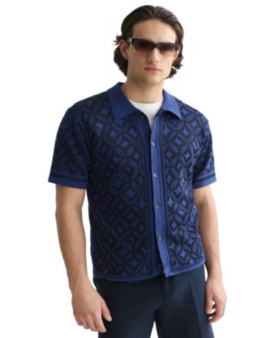 SCOTCH & SODA Men's Jacquard Knitted Short-Sleeve Shirt