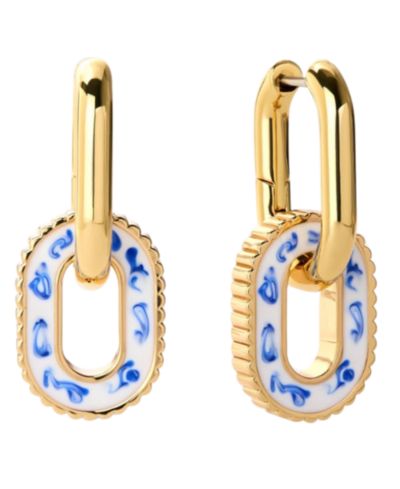 Серьги-кольца Ana Luisa Ash Double Gold-Plated Marble Blue Double Hoop Earrings