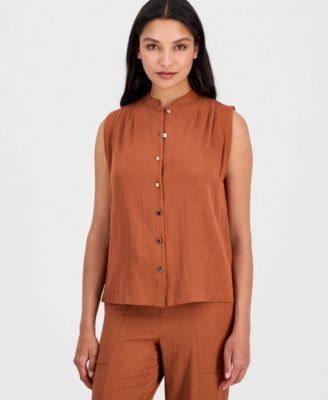 Anne Klein Women's Button-Front Sleeveless Top, Regular & Petite