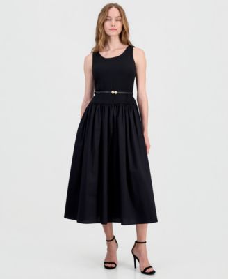 Женское платье Anne Klein Dropped-Waist Scoop-Neck Belted