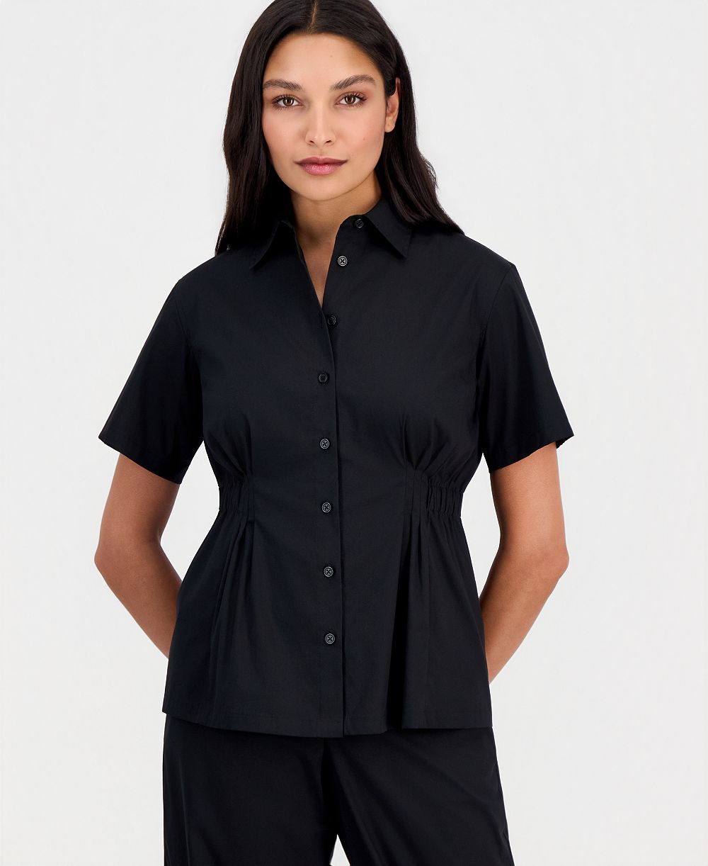 Anne Klein Women's Side-Pleat Button-Front Shirt