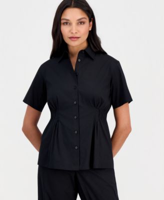 Anne Klein Women's Side-Pleat Button-Front Shirt