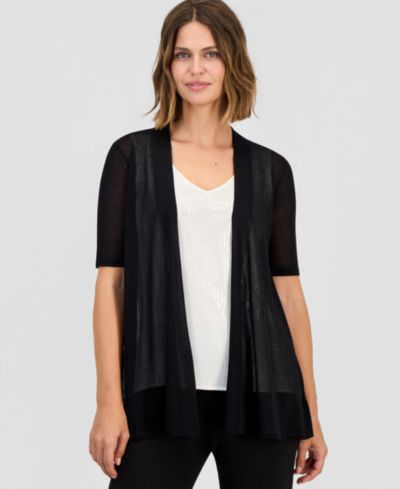 Anne Klein Women's Short-Sleeve Open-Front Semi-Sheer Cardigan