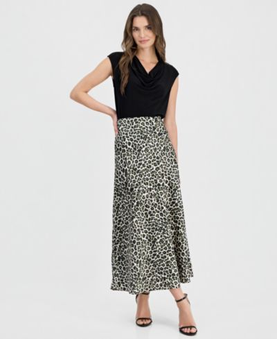 Anne Klein Women's Animal-Print Pull-On Bias Skirt
