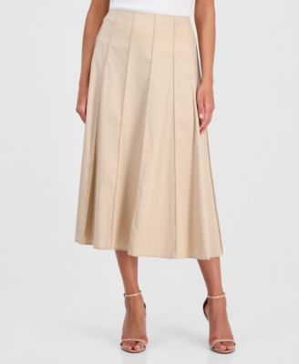 Anne Klein Women's Pull-On Paneled A-Line Midi Skirt