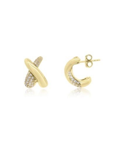 Серьги-кольца The Lovery Crossover CZ C-Hoop из стерлингового серебра с напылением 14K Gold-Plated