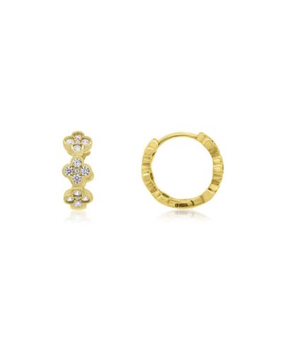 Серьги-кольца The Lovery CZ Clover Huggie Hoop 14K Gold-Plated Sterling Silver
