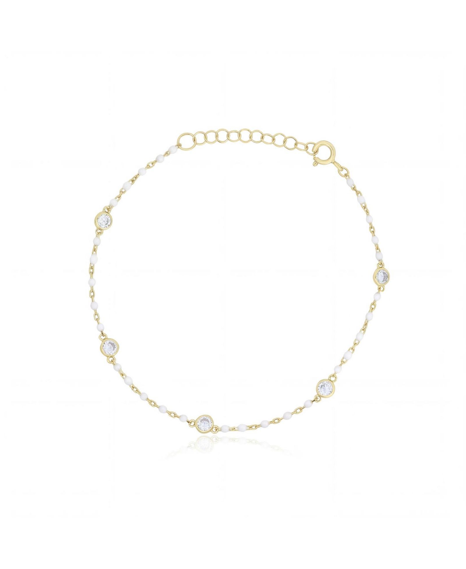 Браслет The Lovery White Enamel Bead CZ Chain 14K Gold Plated Sterling Silver