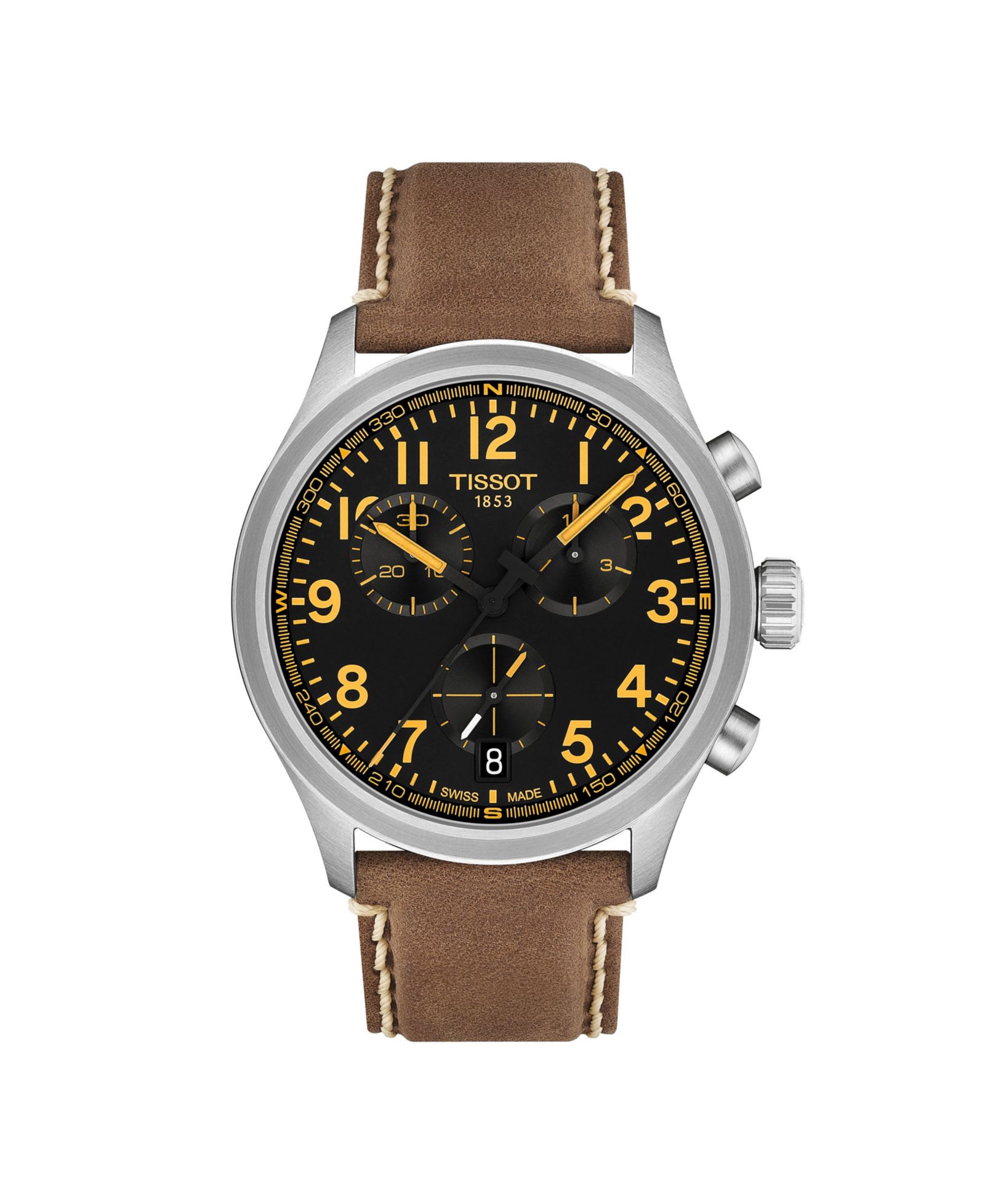 Tissot Мужские круглые часы из нержавеющей стали 42mm, серебристые