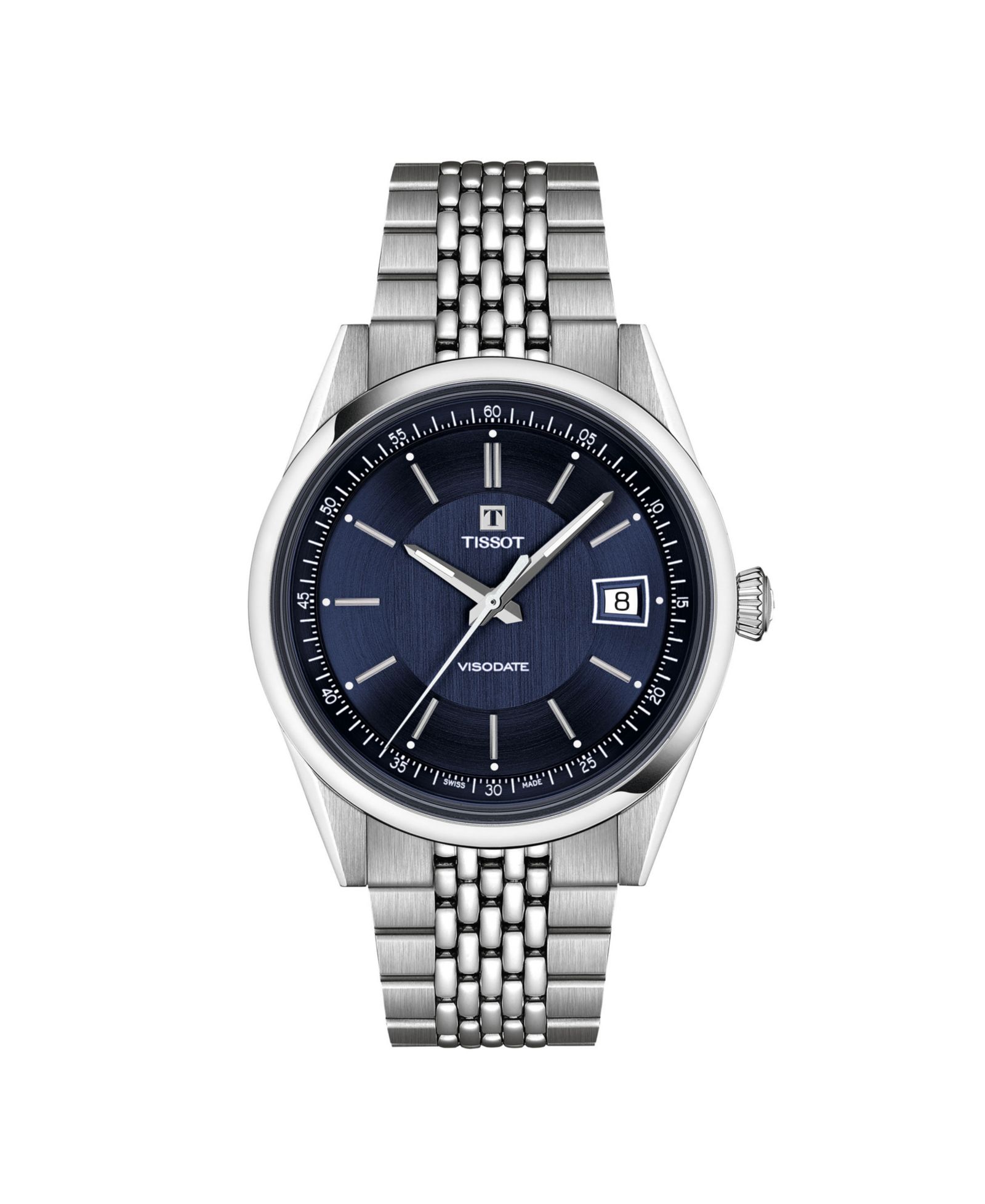 Унисекс часы Tissot круглые, серебристая нержавеющая сталь, 39mm