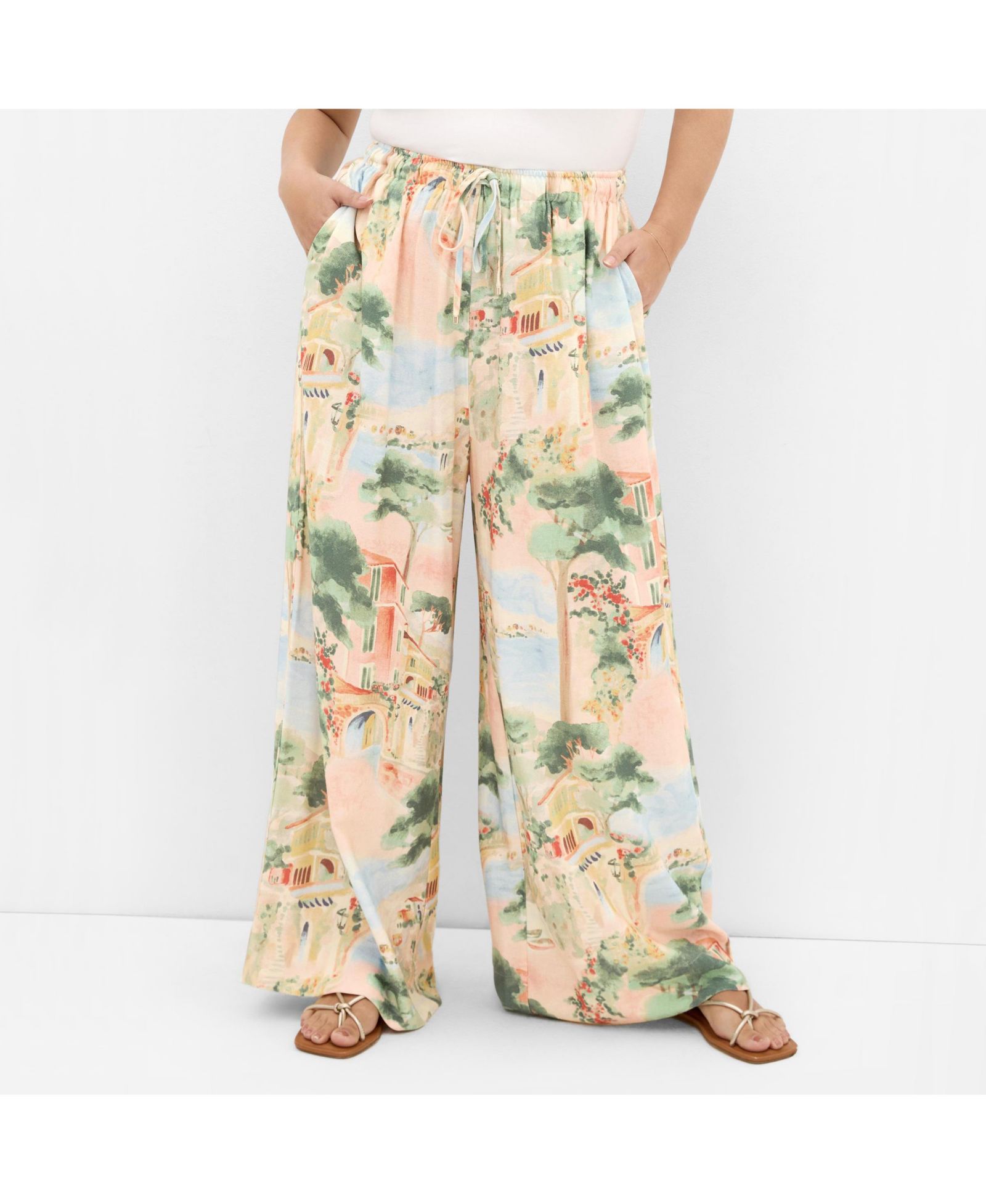 CITY CHIC Women's Halle Sardinia Print Wide Leg Pant