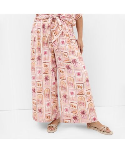 CITY CHIC Женские широкие брюки с принтом Postcard Soiree