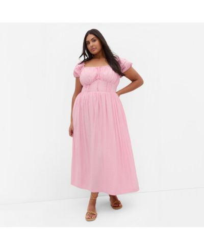 CITY CHIC Women's Ariella Crochet Trim Midi Dress