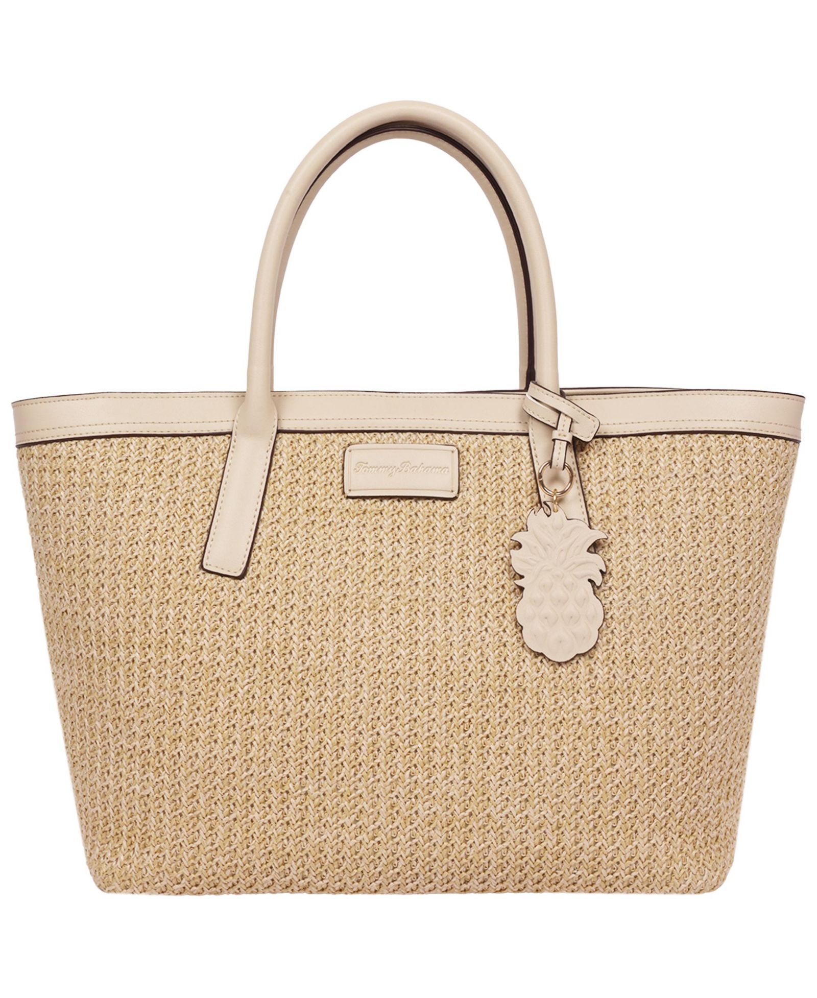 Сумка-тоут Tommy Bahama Raffia and PU Large Logo с брелоком-ананасом