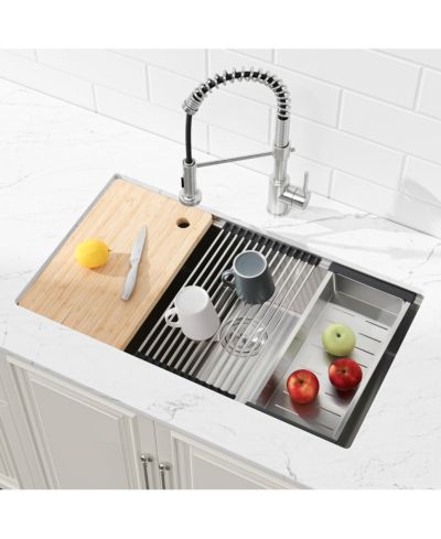 BUSDAYS Stainless Steel Kitchen Sink, 30x19 Single Bowl, Undermount Handmade Sink in Brushed, with Cutting Board, Colander
