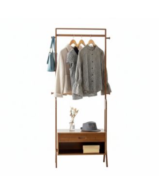 YIGII Freestanding Hall Tree Entryway Bench Coat Rack Storage Wood