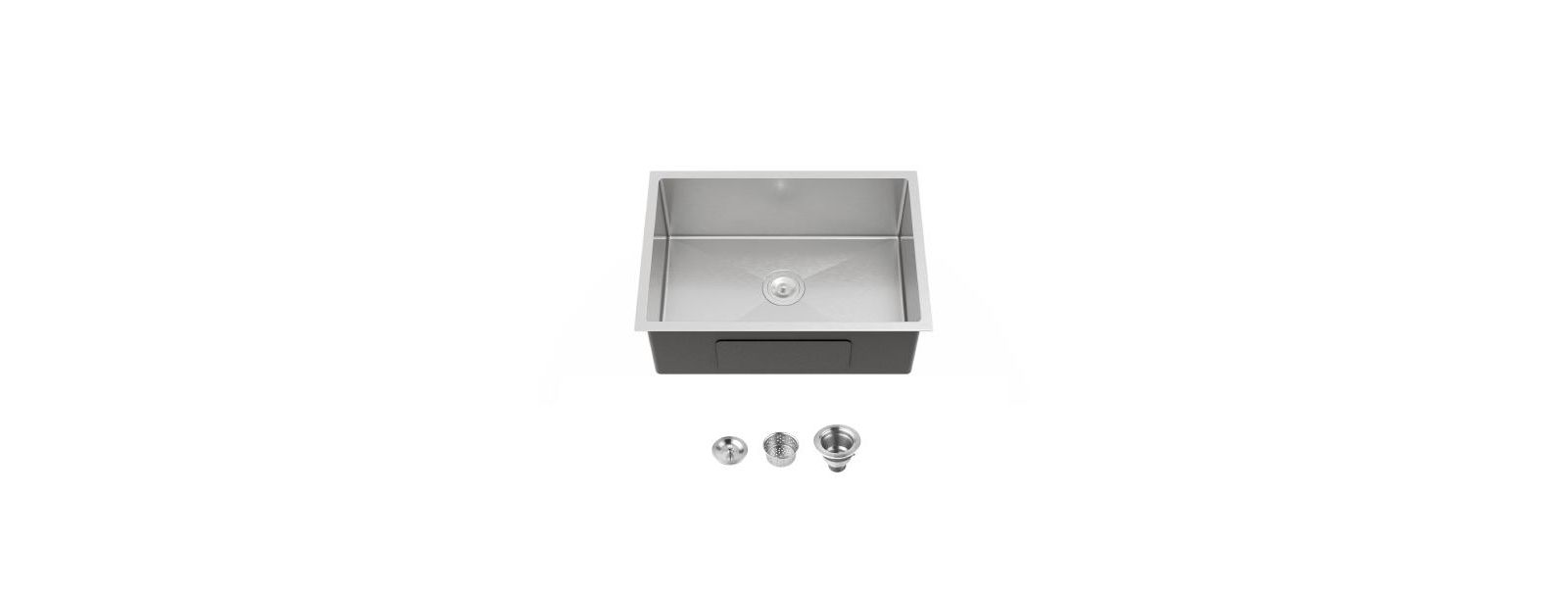 BUSDAYS 27 x 19 Inch Stainless Steel Kitchen Sink Single Bowl Undermount Handmade Brushed Nickel with US Standard Drain and Hook