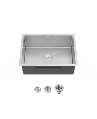 BUSDAYS 27 x 19 Inch Stainless Steel Kitchen Sink Single Bowl Undermount Handmade Brushed Nickel with US Standard Drain and Hook