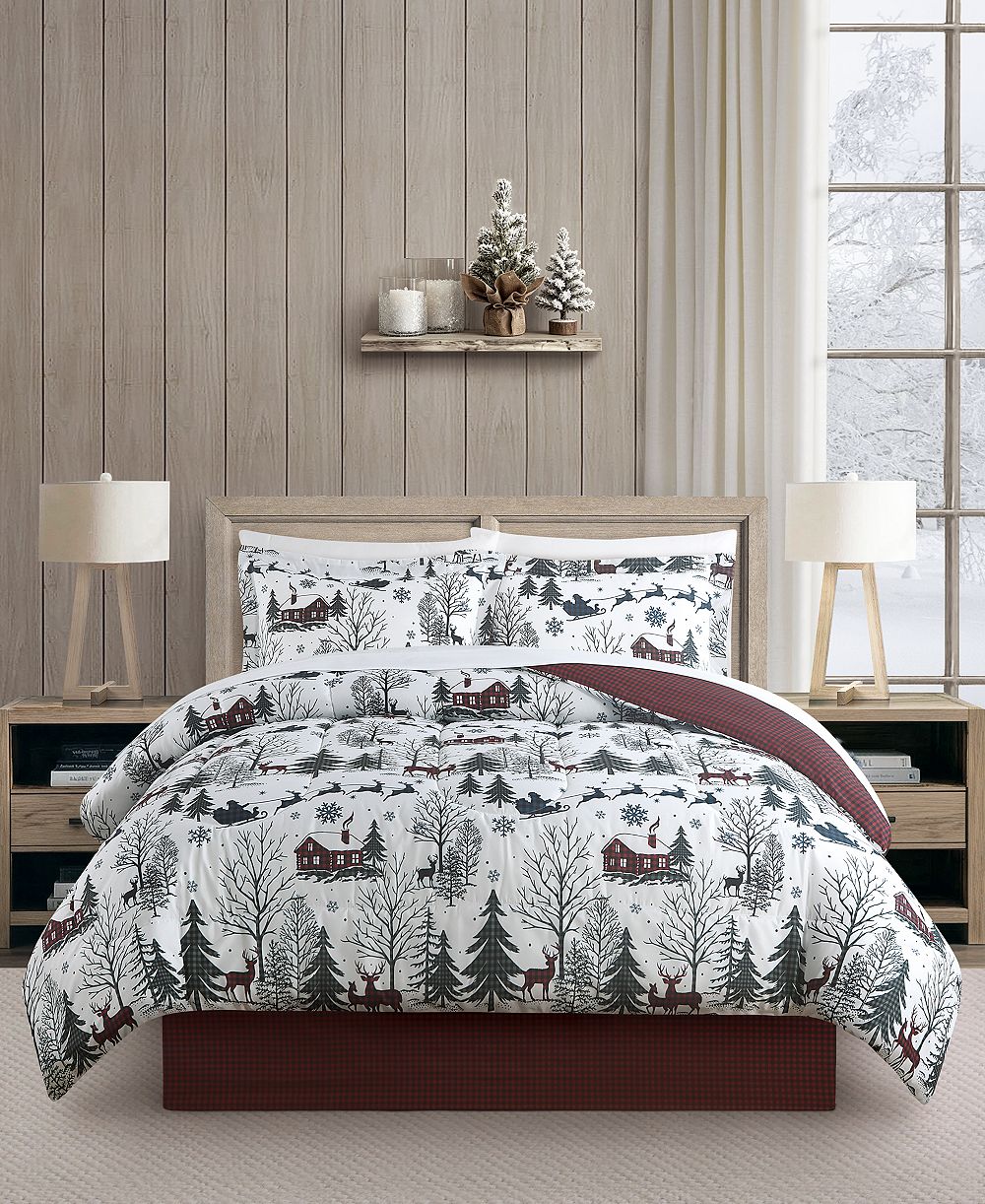 Santa Town 8-Piece Reversible Printed Microfiber Comforter Sets