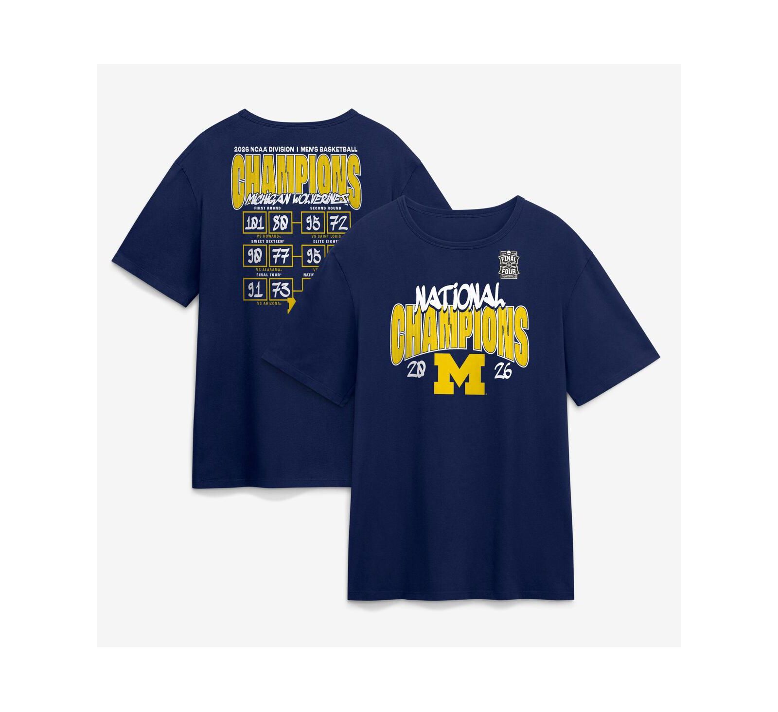 Fanatics Мужская футболка Michigan Wolverines 2026 NCAA Men's Basketball National Champions Schedule