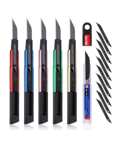 Универсальный канцелярский нож GNUADZ Utility Retractable Snap-off Aluminum Box Cutter Exacto Craft 9mm Blade Pack 5