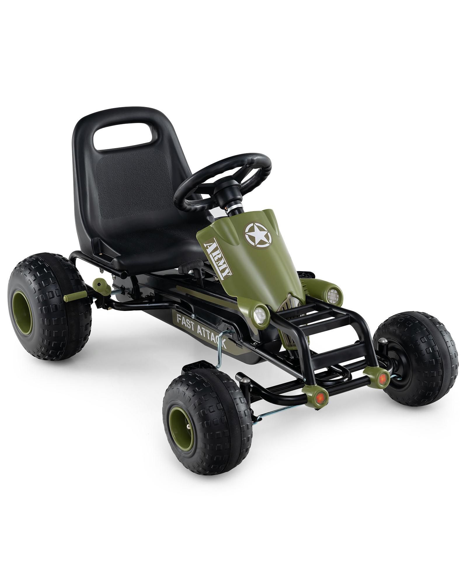 Slickblue Kids Pedal Go Kart Racer with Steering Wheel, Gear Shifter and Handbrake, Ages 3+