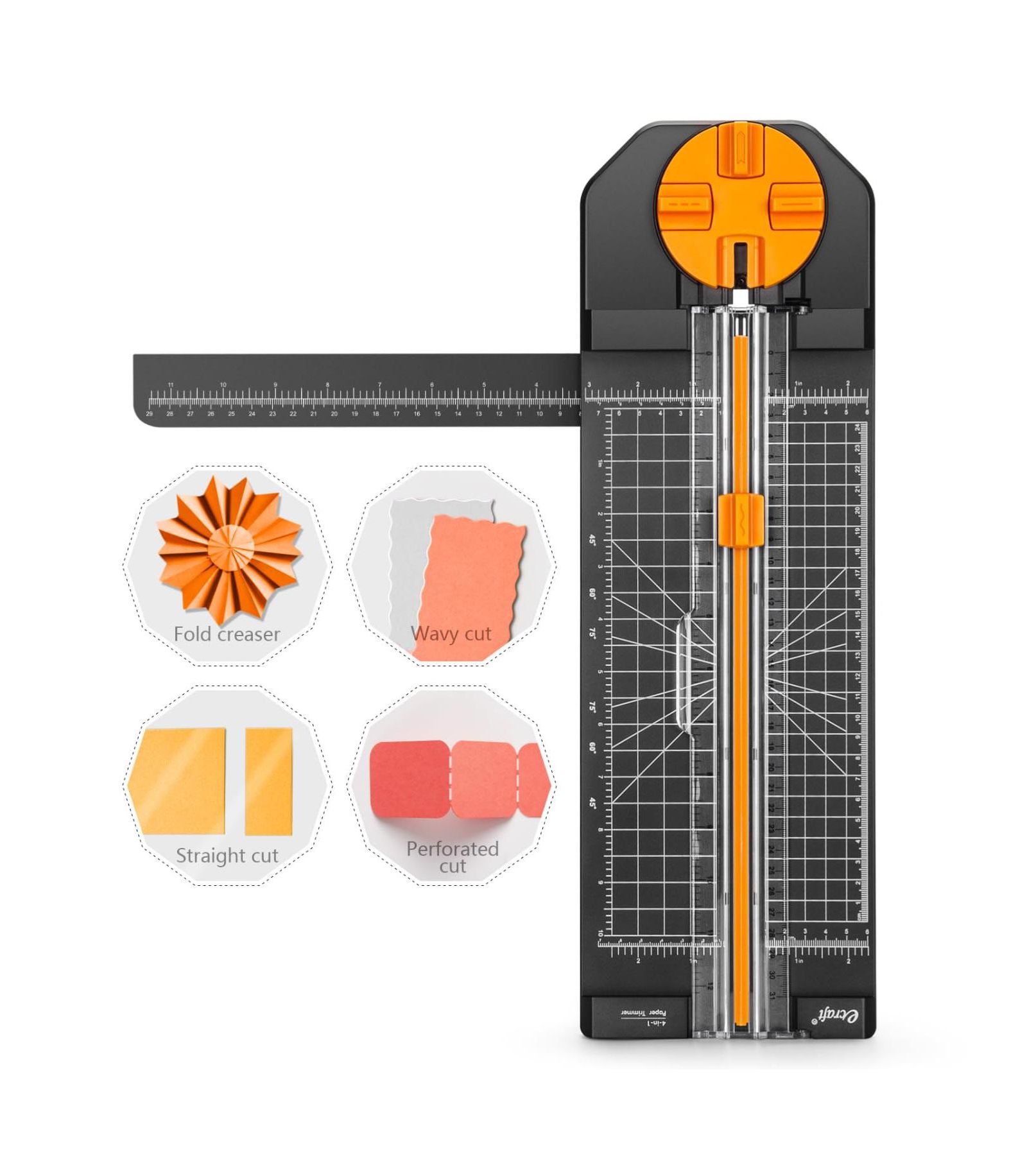 GNUADZ Paper Trimmer Craft Cutter 4 Style Multi-function Scrapbooking Tool Dial Straight Wave Dotted Perforated Creasing Photos Postcards Card