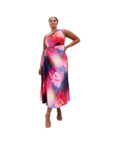 CITY CHIC Women's Firework Print Pleat Maxi Dress