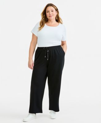 Брюки Style & Co Plus Size LuxLounge French Terry с широкими штанинами и завязками