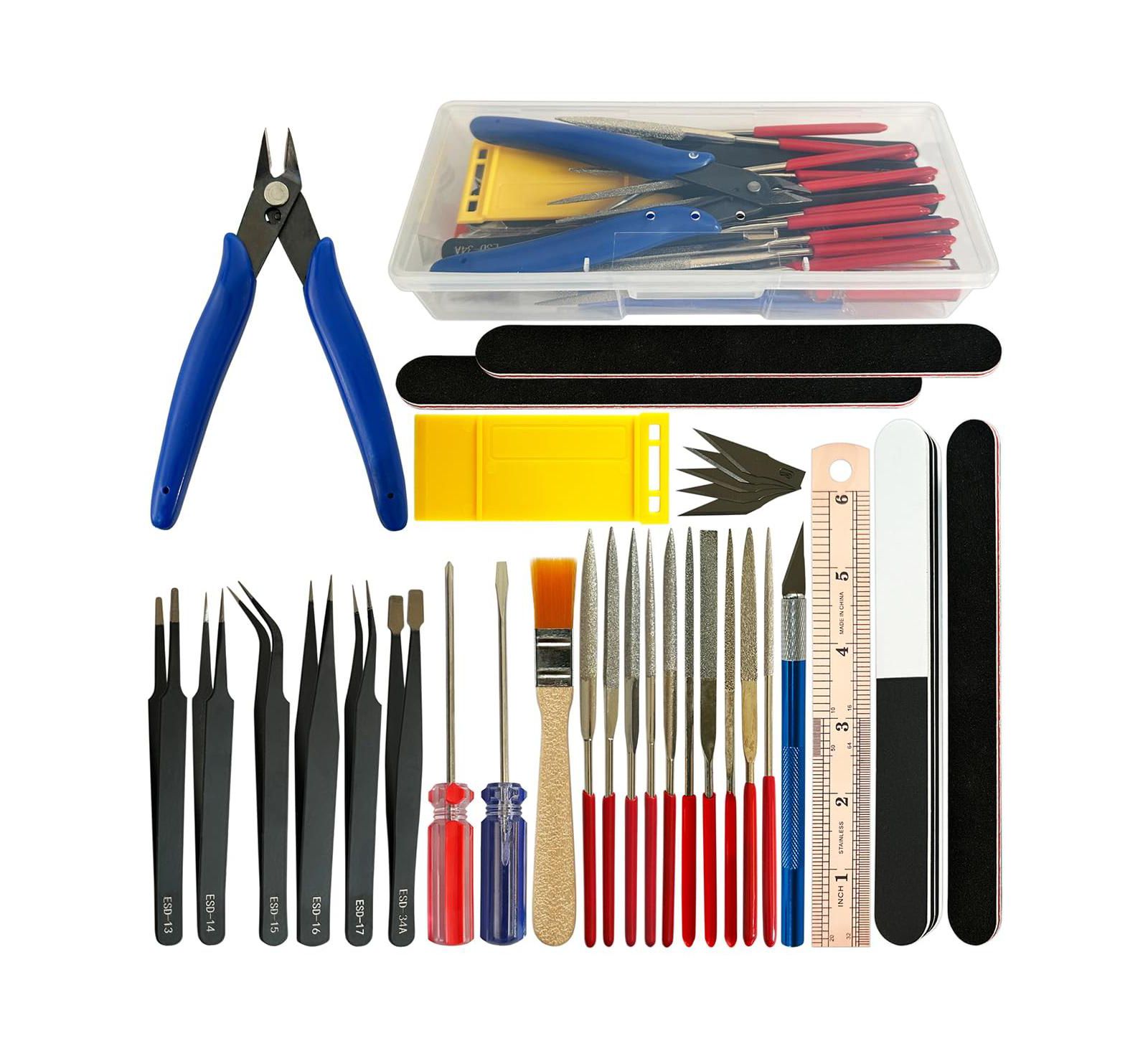 GNUADZ 32Pcs Model DIY Tool Kit Modeler Basic Craft Set Dollhouse Miniature Hobby Building Handmade Tools
