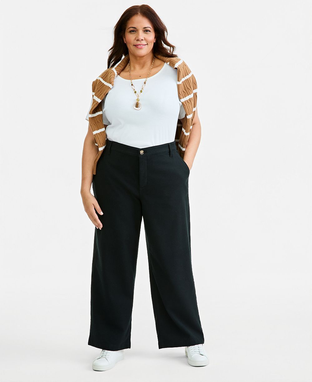 Style & Co Plus High Stretch High-Rise Cropped Wide-Leg Pants, Macy's Exclusive