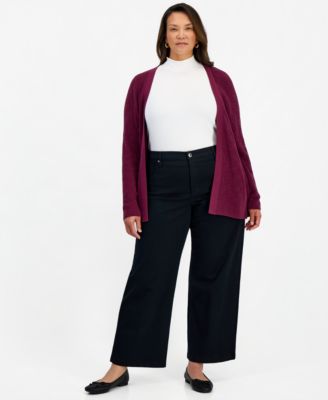Style & Co Plus High-Waist Wide-Leg Cotton-Blend Pants, Macy's Exclusive