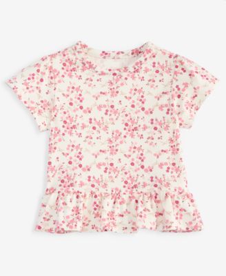 Футболка с воротником-перинк (peplum) с цветочным принтом First Impressions для девочек