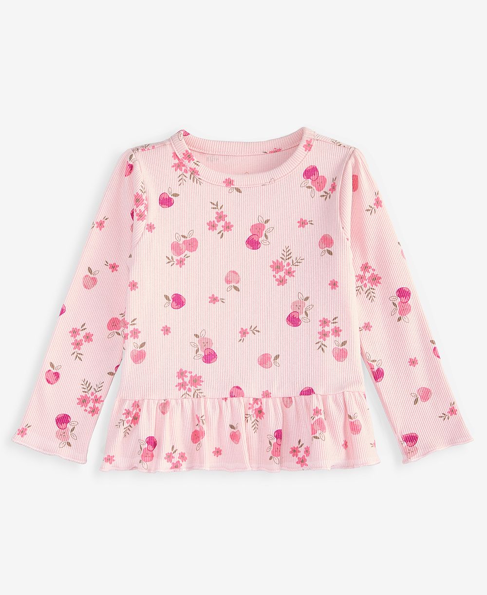 First Impressions Baby Girls' Mix & Match Long-Sleeve Apple-Print Peplum T-Shirt, Macy's Exclusive