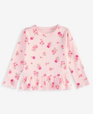 First Impressions Baby Girls' Mix & Match Long-Sleeve Apple-Print Peplum T-Shirt, Macy's Exclusive