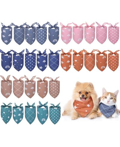 ARONKL 30 Pack Dog Bandanas Bulk Plaid Adjustable Washable Scarf Triangle Pet Costume Outfit For Small Medium Large Dogs Cats