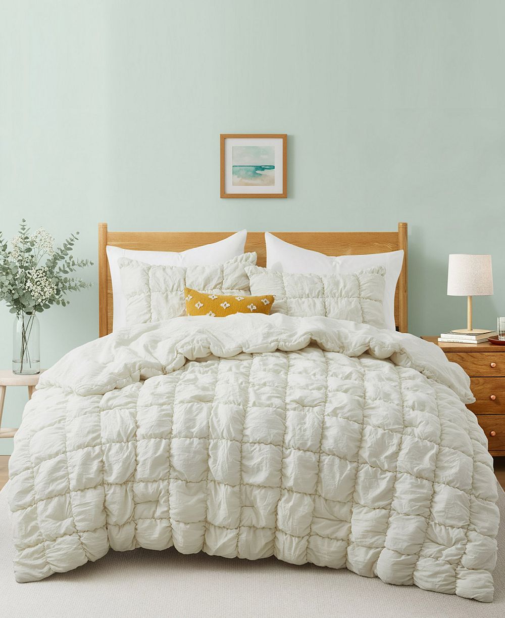 UNIKOME Modern Style Pintuck All-Season Comforter, Full/Queen