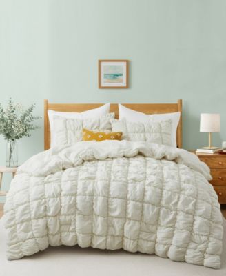 UNIKOME Modern Style Pintuck All-Season Comforter, Full/Queen