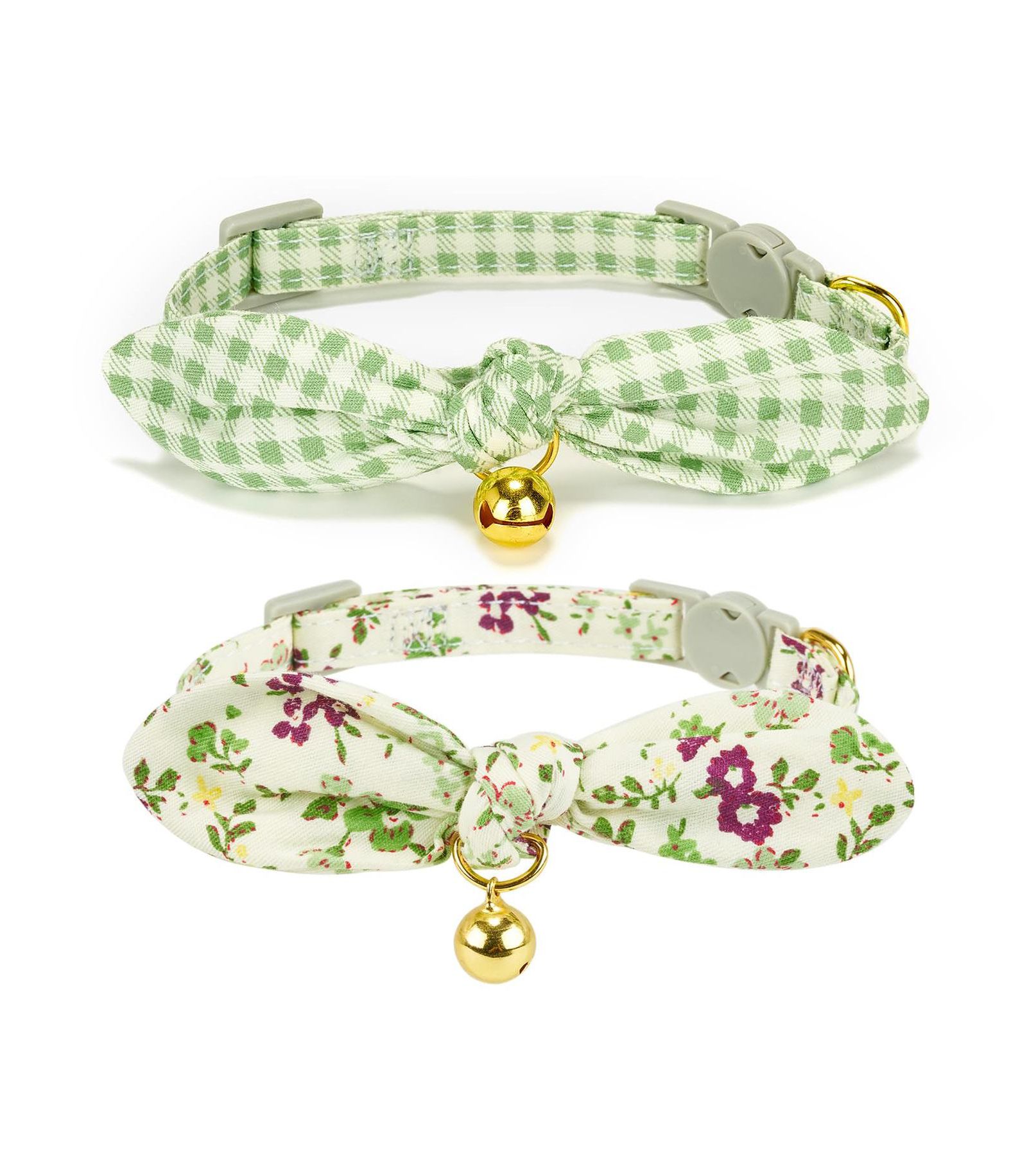 ARONKL Bowtie Cat Collar With Bell Breakaway Kitten Collars Removable Bow Cotton Stylish