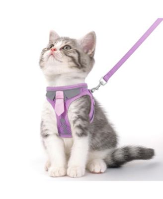 ARONKL Escape Proof Cat Harness Leash Set Soft Adjustable Breathable Mesh Reflective Strips for Kitten Puppy Bunny