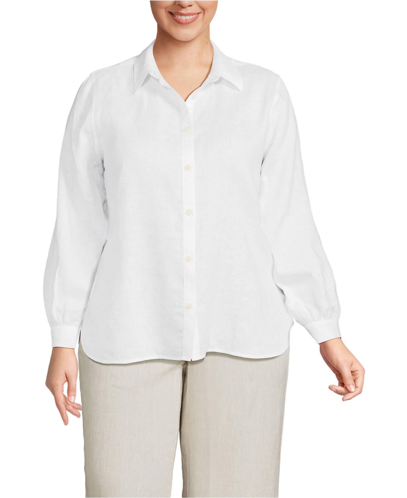 Женская рубашка Lands' End Plus Size Linen Long Sleeve