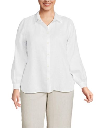 Женская рубашка Lands' End Plus Size Linen Long Sleeve